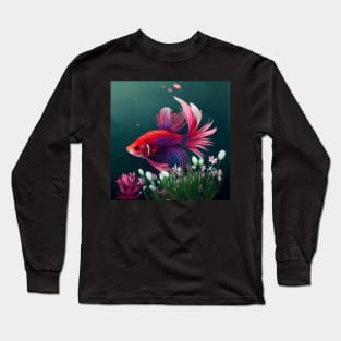 Floral betta fish Long Sleeve T-Shirt